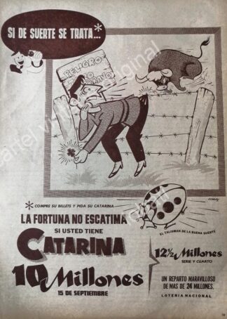 CARTEL ANTIGUO ORIGINAL DE LA LOTERIA NACIONAL. 1955 /63