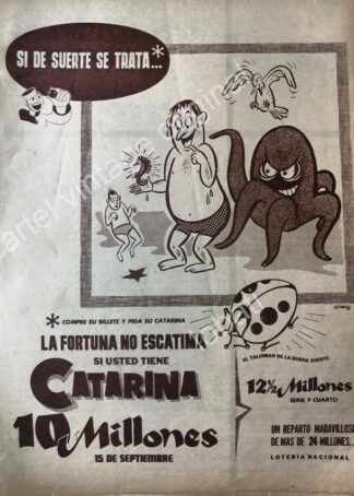 CARTEL ANTIGUO ORIGINAL DE LA LOTERIA NACIONAL. 1955 /62