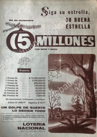 CARTEL ANTIGUO ORIGINAL DE LA LOTERIA NACIONAL. 1959 / 54