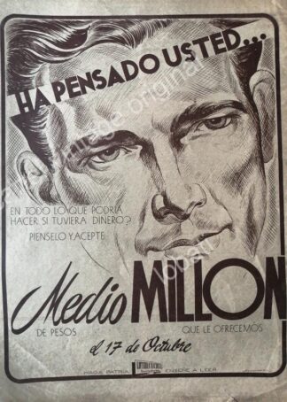 CARTEL ANTIGUO ORIGINAL DE LOTERIA NACIONAL. DIBUJO DE LOPEZ HERRERO 1950s / 51