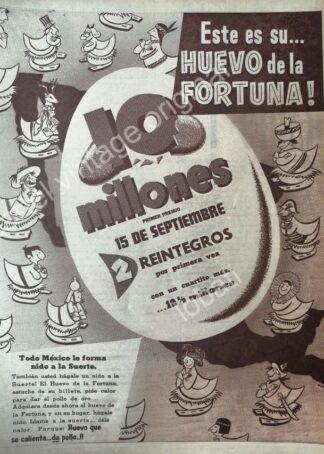 CARTEL ANTIGUO ORIGINAL DE PUBLICIDAD ANTIGUA LOTERIA NACIONAL 1957 /47