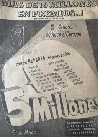 CARTEL ANTIGUO ORIGINAL DE LOTERIA NACIONAL 1954 /45