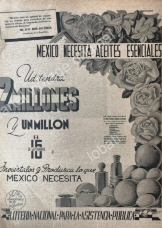 CARTEL ANTIGUO ORIGINAL DE PUBLICIDAD PATRIOTA LOTERIA NACIONAL 1942 MEXICO EN GUERRA /145