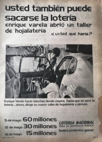 CARTEL ANTIGUO ORIGINAL DE AFICHE DE LOTERIA NACIONAL 1970s /41