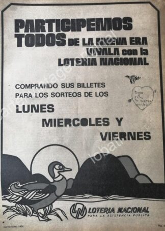 CARTEL ANTIGUO ORIGINAL DE LOTERIA NACIONAL 1960s /37