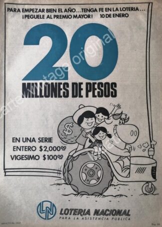 CARTEL ANTIGUO ORIGINAL DE LOTERIA NACIONAL 1970s /36
