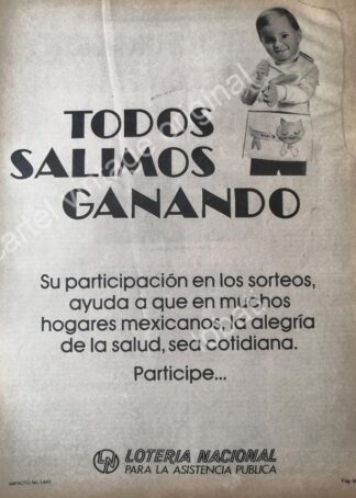 CARTEL ANTIGUO ORIGINAL DE LOTERIA NACIONAL 1970s /34