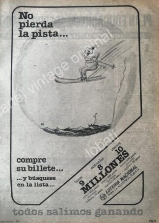 CARTEL ANTIGUO ORIGINAL DE LOTERIA NACIONAL DIBUJO DE ABEL QUEZADA1960s /33