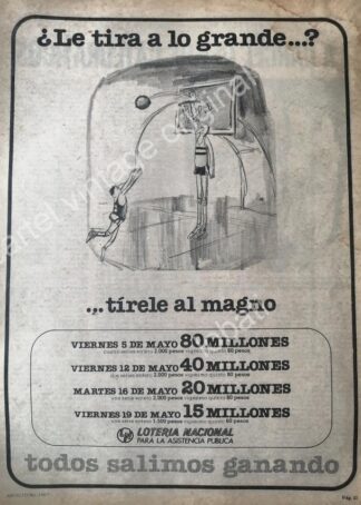 CARTEL ANTIGUO ORIGINAL DE LOTERIA NACIONAL 1970s DIBUJO DE ABEL QUEZADA /28