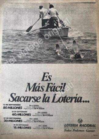 CARTEL ANTIGUO ORIGINAL DE LOTERIA NACIONAL. 1980s /24