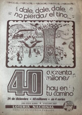 CARTEL ANTIGUO ORIGINAL DE LOTERIA NACIONAL. DUBUJO DE ABEL QUEZADA 1971 /21