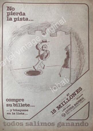 CARTEL ANTIGUO ORIGINAL DE LOTERIA NACIONAL DIBUJO DE ABEL QUEZADA /17