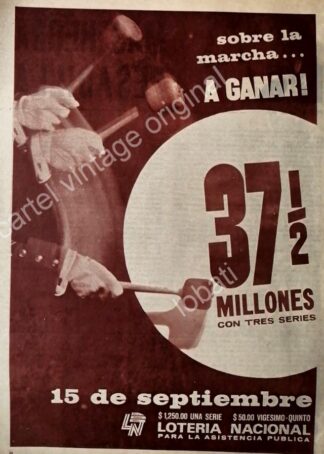 CARTEL ANTIGUO ORIGINAL DE LOTERIA NACIONAL 1968 /16