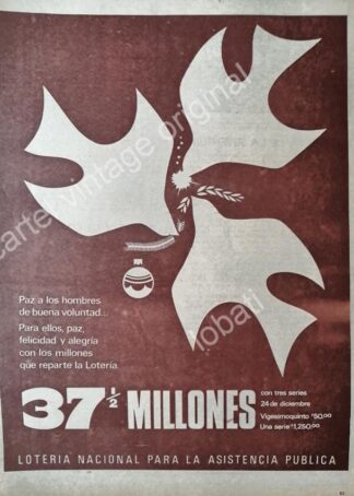 CARTEL ANTIGUO ORIGINAL DE AFICHE LOTERIA NACIONAL 1968 /15