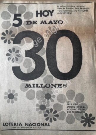 CARTEL ANTIGUO ORIGINAL DE AFICHE LOTERIA NACIONAL 1967 /14