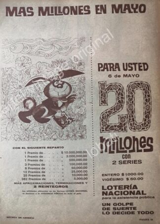 CARTEL ANTIGUO ORIGINAL DE LOTERIA NACIONAL 1959 -13