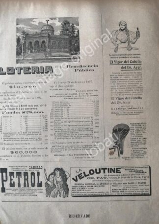 CARTEL ANTIGUO ORIGINAL DE LOTERIA NACIONAL 1894 Y OTRAS PUBLICIDADES /5