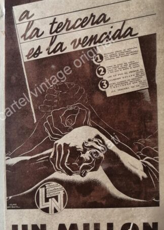 CARTEL ANTIGUO ORIGINAL DE LOTERIA NACIONAL DIBUJO: CLEMENTE ISLAS ALLENDE 1937