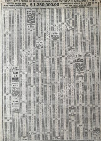 CARTEL ANTIGUO ORIGINAL DE LISTA DE PREMIOS LOTERIA NACIONAL 18 JUNIO 1969 /127