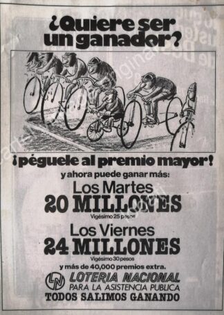 CARTEL ANTIGUO ORIGINAL DE LOTERIA NACIONAL. 1970s DIBUJO ABEL QUEZADA /112