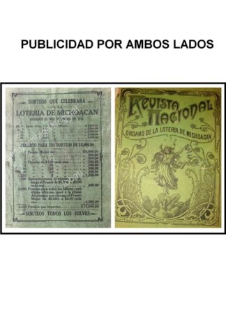 CARTEL ANTIGUO ORIGINAL DE LOTERIA DE MICHOACAN 1914 / MUY RARO