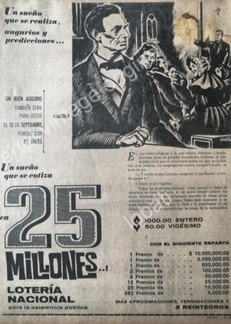 CARTEL ANTIGUO ORIGINAL DE LA LOTERIA NACIONAL 1960 /96