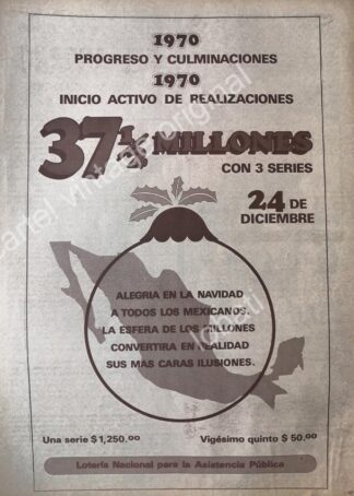 CARTEL ANTIGUO ORIGINAL DE LA LOTERIA NACIONAL 1970 /87
