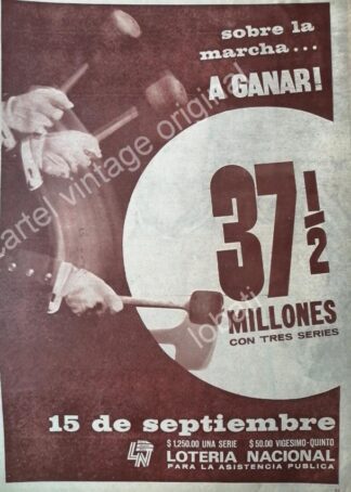CARTEL ANTIGUO ORIGINAL DE LA LOTERIA NACIONAL 1966 / 86