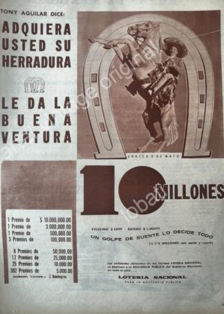 CARTEL ANTIGUO ORIGINAL DE LA LOTERIA NACIONAL 1960 / 83