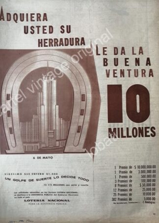 CARTEL ANTIGUO ORIGINAL DE LA LOTERIA NACIONAL 1959 / 82