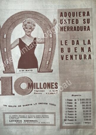 CARTEL ANTIGUO ORIGINAL DE LA LOTERIA NACIONAL 1959 / 81