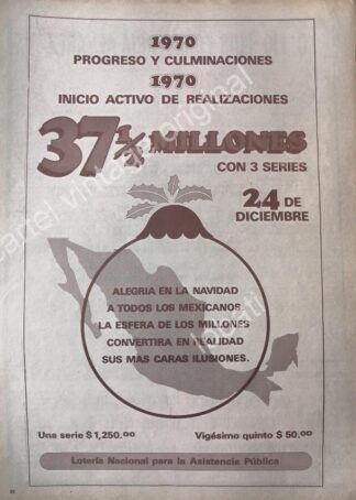 CARTEL ANTIGUO ORIGINAL DE LA LOTERIA NACIONAL 1970 / 78