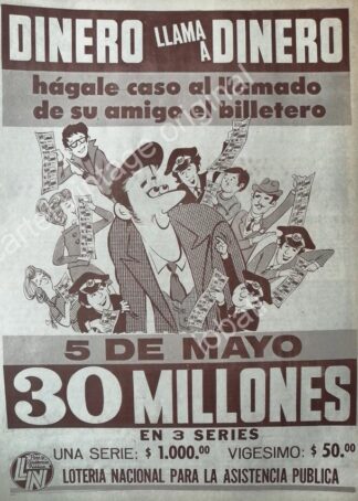 CARTEL ANTIGUO ORIGINAL DE LA LOTERIA NACIONAL 1972 / 76