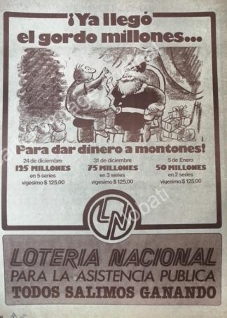 CARTEL ANTIGUO ORIGINAL DE LA LOTERIA NACIONAL 1979 / 75