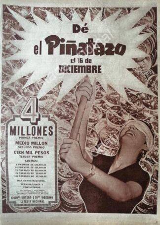CARTEL ANTIGUO ORIGINAL DE LA LOTERIA NACIONAL 1955 / 71