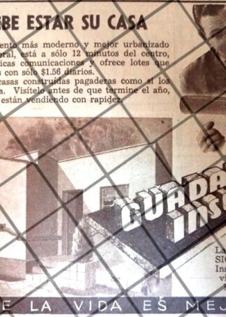 PUBLICIDAD ANTIGUA COL. GUADALUPE INSURGENTES 1940
