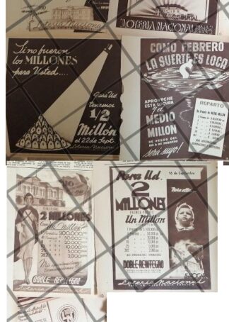 7  AFICHES ANTIGUOS LOTERIA NACIONAL 1937-1941