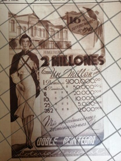 7  AFICHES ANTIGUOS LOTERIA NACIONAL 1937-1941 - Image 6
