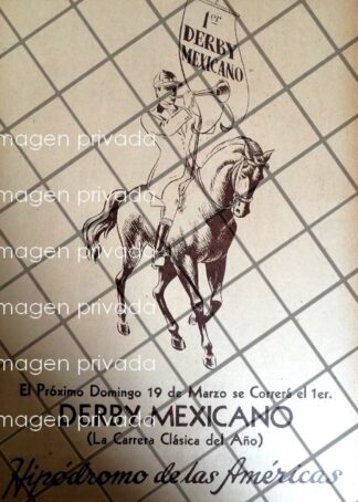 AFICHE RETRO PRIMER DERBY MEXICANO 1943 H. D. AMERICAS