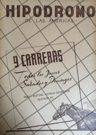 AFICHE RETRO HIPODROMO DE LAS AMERICAS 1940 /21