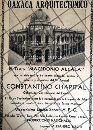 CARTEL RETRO TEATRO MACEDONIO ALCALA 1939 OAXACA /2