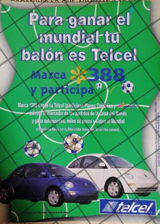AFICHE ANTIGUO TELCEL Y COPA MUNDIAL 1998