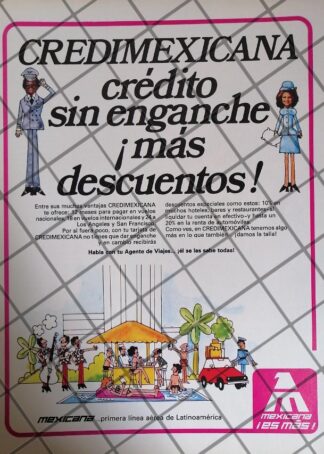AFICHE ANTIGUO AEROLINEA MEXICANA DE AVIACION 1985 /9