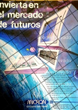 CARTEL PUBLICITARIO RETRO COMPUADORAS MICRON S.A 1985
