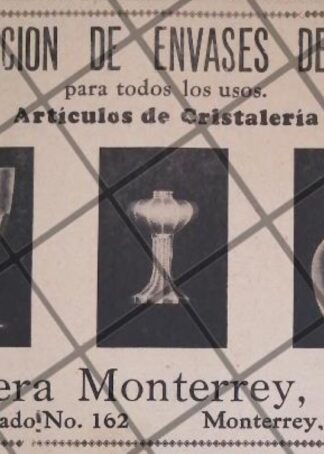 AFICHE ANTIGUO VIDRIERA MONTERREY 1929