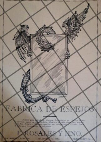 AFICHE ANTIGUO ESPEJOS FRANCISCO ROSALES Y HNO. 1929