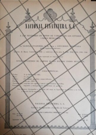 PUBLICIDAD RETRO BANCO NACIONAL FINANCIERA 1947 /169