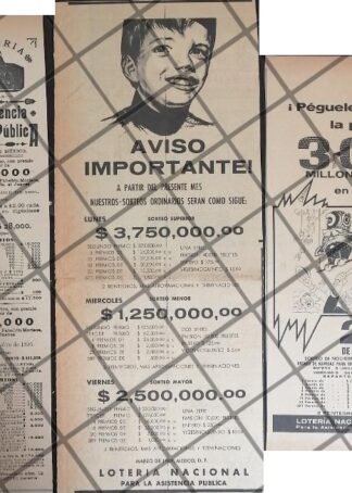 3 AFICHES RETRO LOTERIA NACIONAL 1895-1961