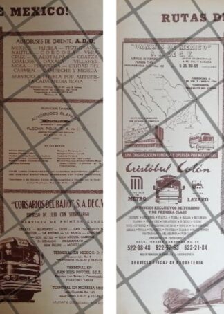 2 AFICHES RETRO. RUTAS CAMIONERAS DE MEXICO 1960s /3