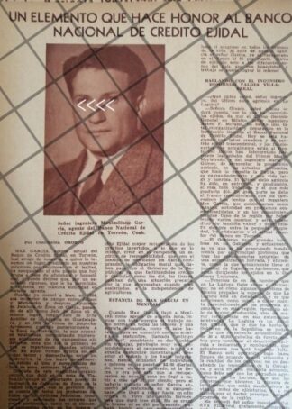 PUBLICIDAD ANTIGUA BANCO NACIONAL DE CREDITO EJIDAL 1943 MG